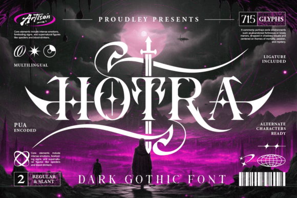 Hotra: A Dark Gothic Display Font for Mystical Design